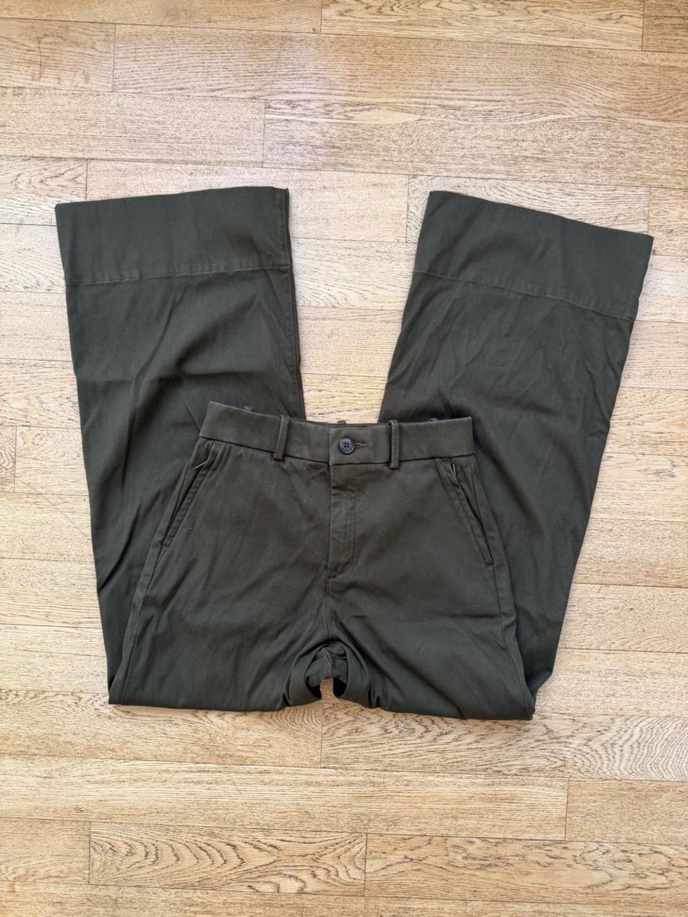 90s Minimalist Utility SPANX Olive Wide Leg Trousers